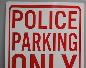 警察専用駐車場 金属製駐車場標識 12x18 ガレージ 男の隠れ家