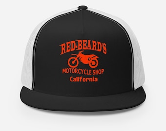 RED BEARDS MOTORCYCLE Shop Trucker Hut Mütze Cap Motocross 70er Jahre Retro Vintage Style