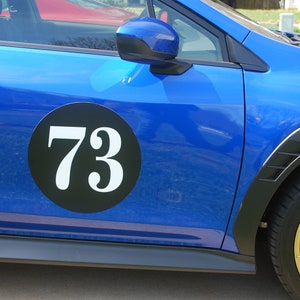 RALLY NUMBERS 16 Inch Peel N Stick DECALS Vintage Font Black Set of Three by Race City Retro