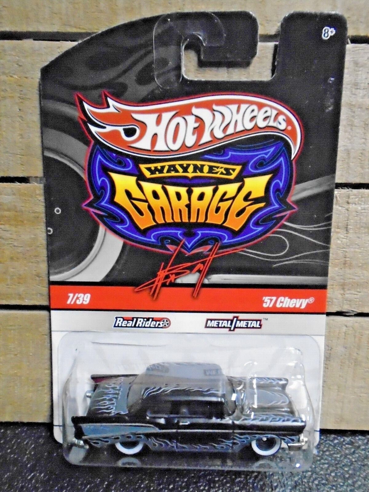 1957 Chevy 2 Door Sedan BLACK W Watson Flames 1 64 Die Cast Car