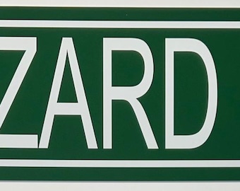 Letrero de calle metálico verde HAZZARD 3 MILES 6x24 Regalo para garaje o cueva de hombre