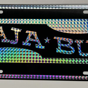 Targa BAJA Bug METAL 12 x 6 nera con scritta PRISM retrò