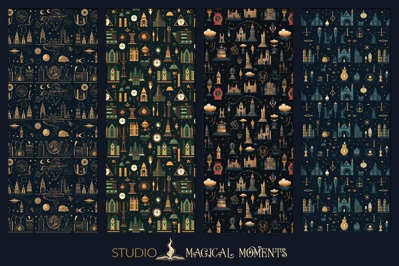 Wizarding World Icons Seamless Patterns: Scrapbook Paper (digital ...