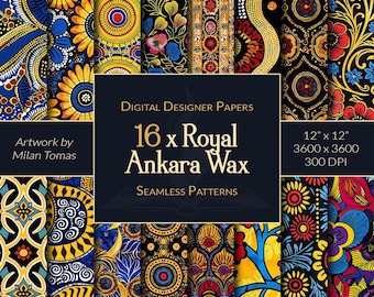 Royal Ankara Wax Patterns: 16 Seamless Digital Papers (Digital Download)