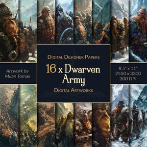 Digitale kunst dwergenleger: 16 fantasiepapieren (digitale download)