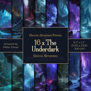 The Underdark Digital Artworks Pack | Set of 16 Digital Papers | Scrapbook Paper | Junk Journals | DIY Crafts
