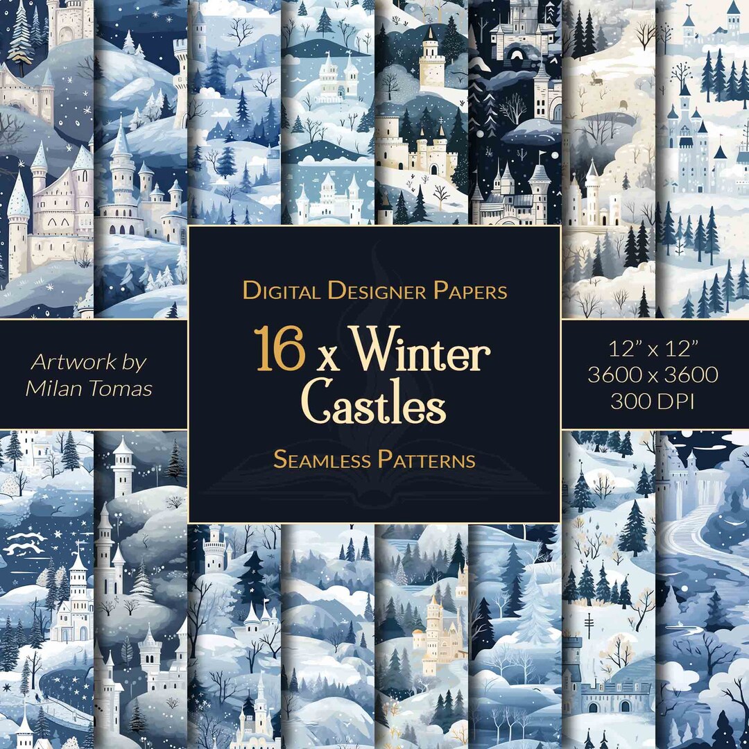 Winter Castles Seamless Patterns: Scrapbook Paper (digital Download) - Etsy
