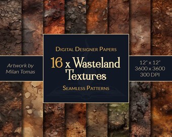 Wasteland Textures Seamless Patterns: 16 Digital Papers (Digital Download)