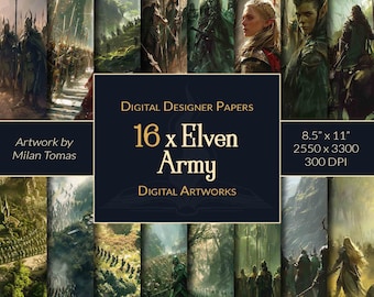 Elven Army Digital Artworks: Scrapbook Paper Pack (Digital Download)