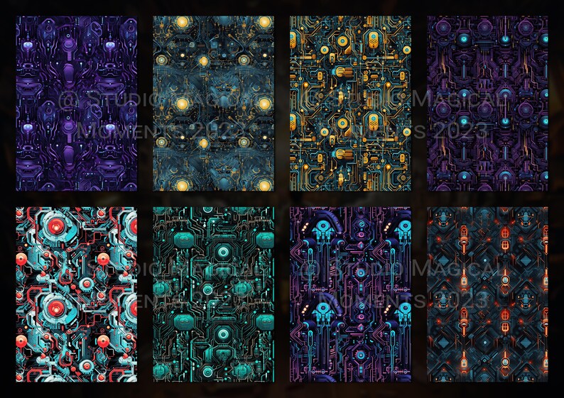 Cybernetic Infusion Seamless Patterns Pack Set of 16 Digital - Etsy
