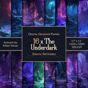 The Underdark Digital Artworks Pack | Set of 16 Digital Papers | Scrapbook Paper | Junk Journals | DIY Crafts