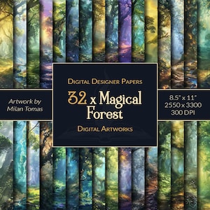 Magical Forest Digital Artworks Pack | Set of 32 Digital Papers | Scrapbook Paper | Junk Journals | DIY Crafts