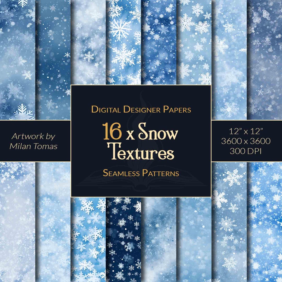 Snow Texture Seamless Patterns: 16 Winter Digital Papers (digital ...