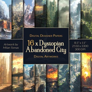 Dystopian Abandoned City Digital Artworks Pack | Set von 16 Digitalen Papiere | Scrapbook Papier | Junk Journals | DIY Kunsthandwerk