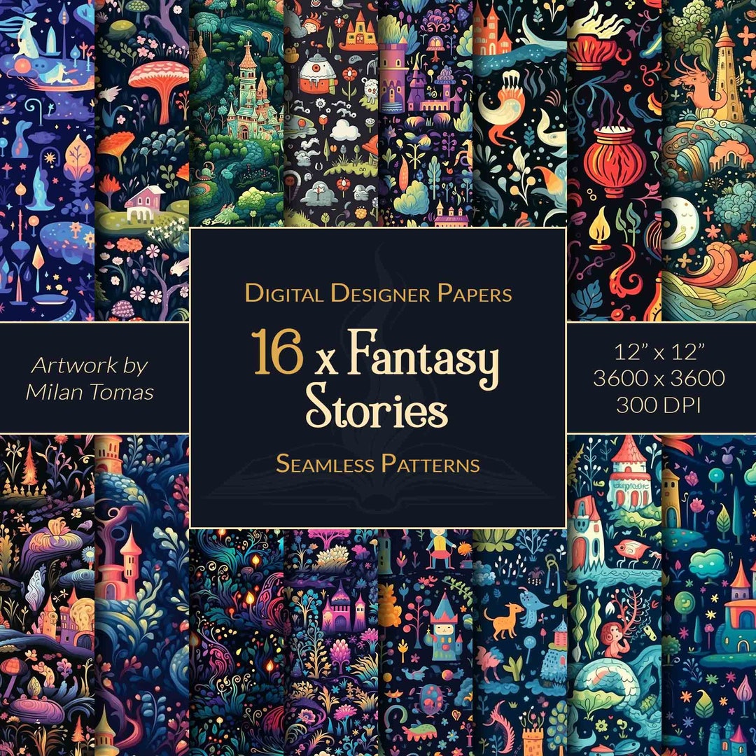 Fantasy Stories Seamless Patterns: 16 Digital Papers (digital Download ...