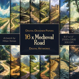 中世の道 デジタルペーパーパック：スクラップブック＆ジャンクジャーナルアート（デジタルダウンロード）