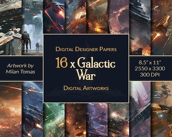 Galactic War Digital Art: Scrapbook Paper Pack (Digital Download)