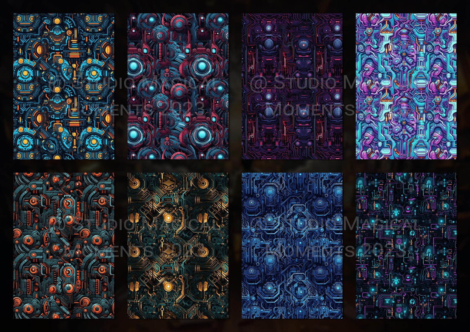 Cybernetic Infusion Seamless Patterns Pack Set of 16 Digital - Etsy