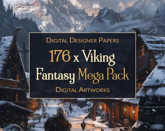 Viking Fantasy Digital Artworks Mega Pack | Set of 176 Digital Papers | Scrapbook Paper | Junk Journals | DIY Crafts