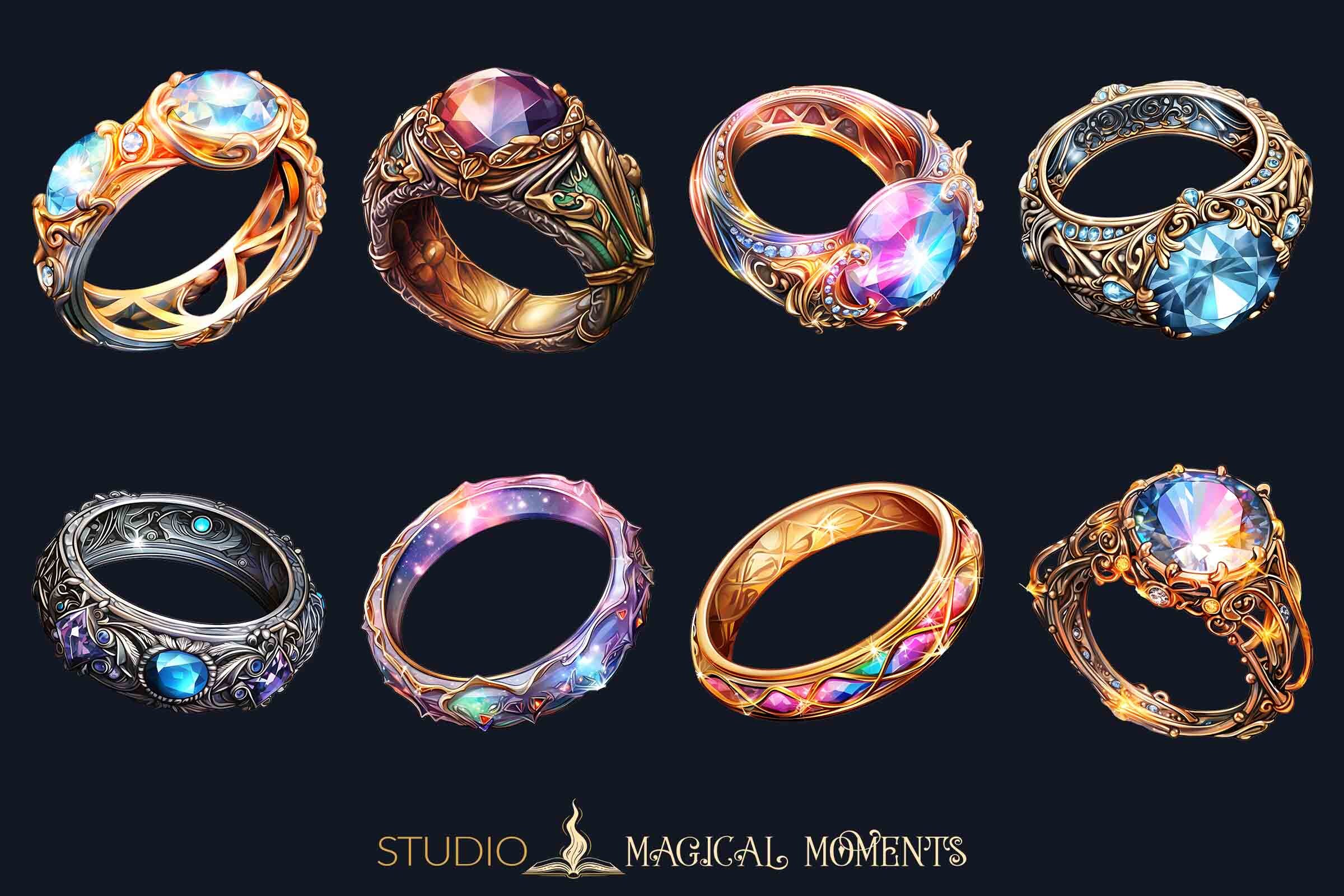 Magical Rings Clip Art: Fantasy Jewelry PNG Bundle (digital Download ...