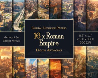 Roman Empire Digital Art: Scrapbook Paper Pack (16 Designs) (Digital Download)
