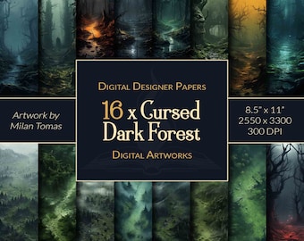 Cursed Dark Forest Digital Paper Pack: Scrapbook & Junk Journal (Digital Download)