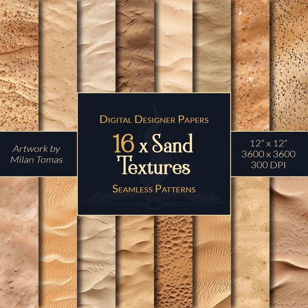 Sand Textures Seamless Patterns Pack | Set of 16 Digital Papers | Scrapbook Paper | Junk Journals | DIY Crafts