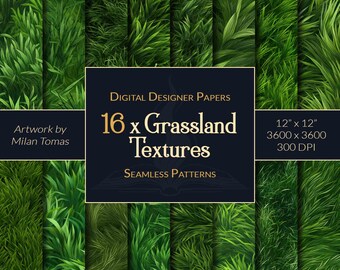 Grassland Textures Seamless Patterns: Scrapbook Paper (Digital Download)