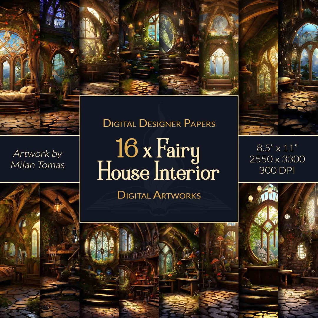 Fairy House Interior Digital Papers: Scrapbook & Junk Journal (digital ...