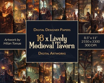 Medieval Tavern Digital Paper Pack: Scrapbook & Junk Journal (Digital Download)