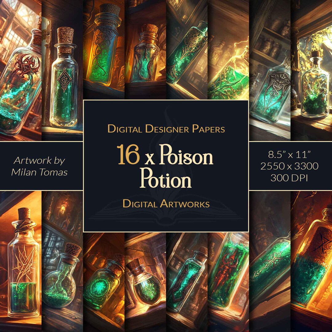 Poison Potion Digital Paper Pack | Scrapbook, Junk Journal (digital ...