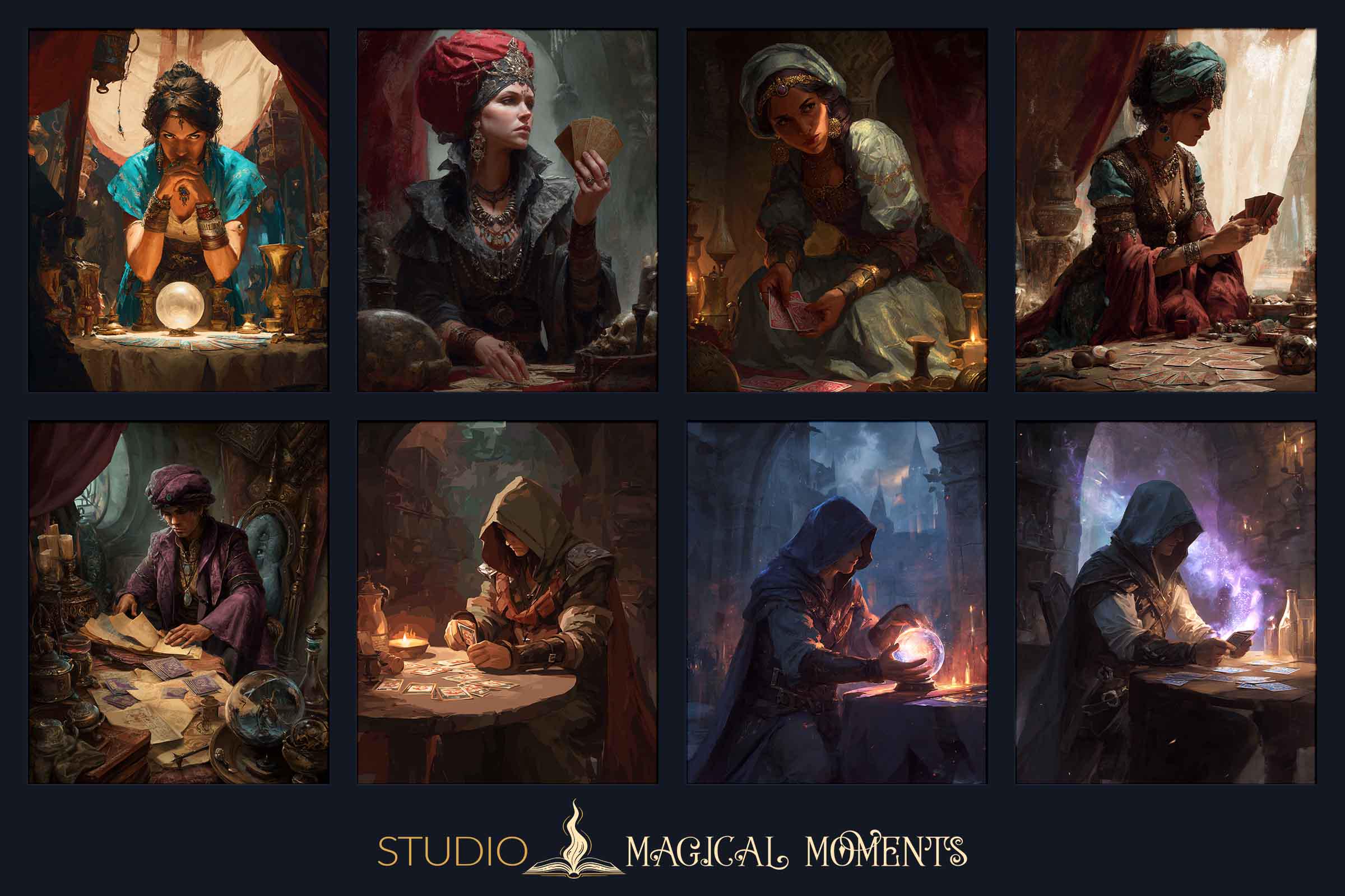Medieval Fortune Teller Art: Digital Scrapbook Paper Pack (set of 16 ...