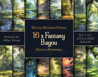 Fantasy Bayou Digital Paper Pack: Scrapbook & Junk Journal (Digital Download)