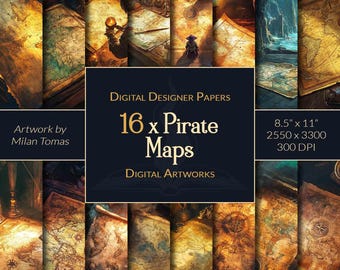 Cyfrowy pakiet papierowy „Pirate Maps”: album ze zdjęciami i dziennik śmieci (do pobrania w wersji cyfrowej)
