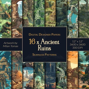 Ancient Ruins Seamless Patterns: Scrapbook Paper (Digital Download)