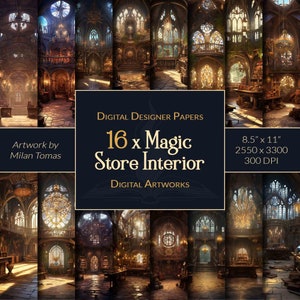 Magic Store Interior Digital Paper Pack: Scrapbook & Junk Journal (Digital Download)