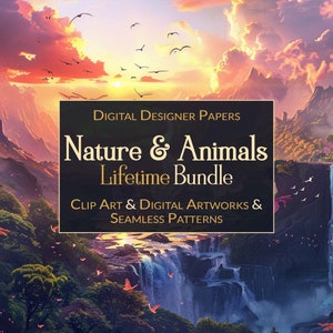 Pacchetto a vita Natura e animali / Carte digitali / Clip art / Opere d'arte digitali / Modelli senza soluzione di continuità / Per i tuoi album e diari spazzatura