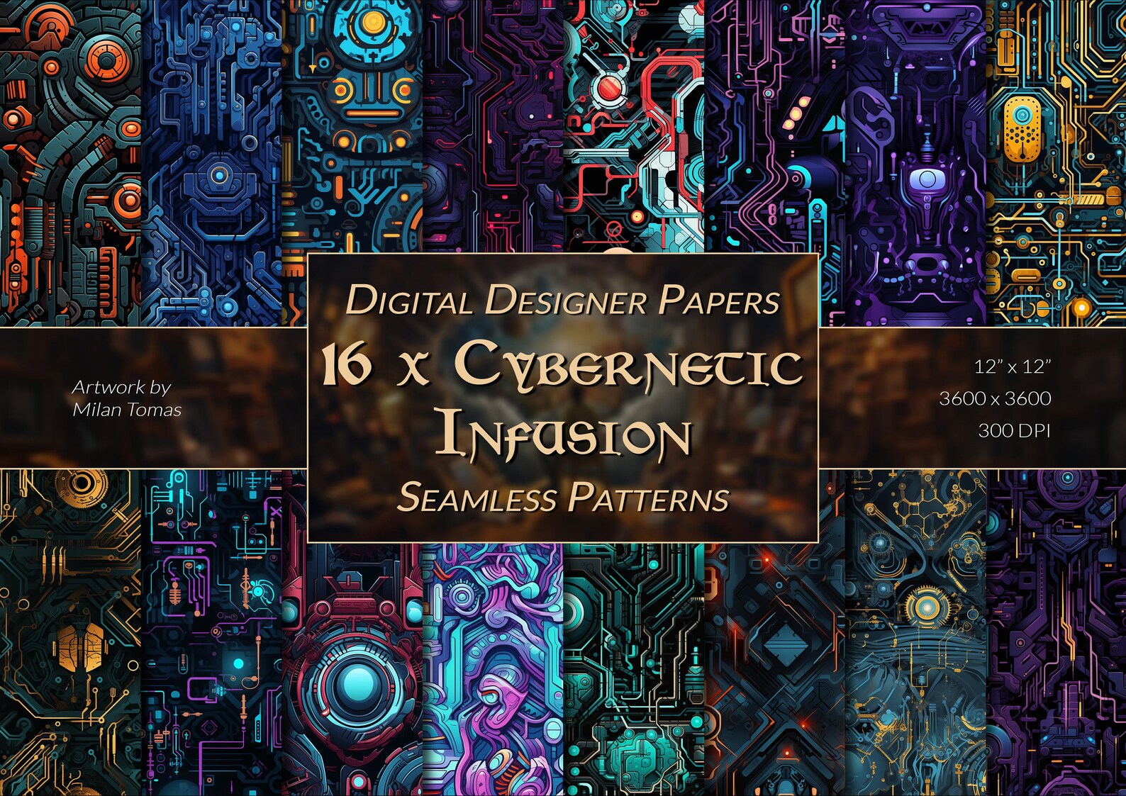 Cybernetic Infusion Seamless Patterns Pack Set of 16 Digital - Etsy
