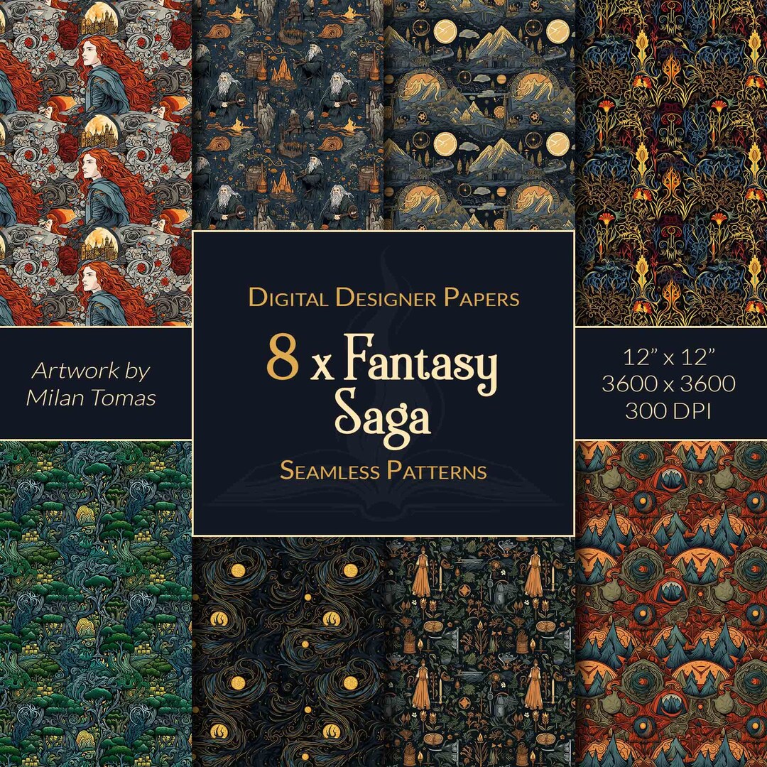 Fantasy Saga Seamless Patterns: Scrapbook Paper (digital Download) - Etsy
