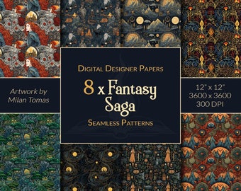 Fantasy Saga Seamless Patterns: Scrapbook Papier (Digitaler Download)