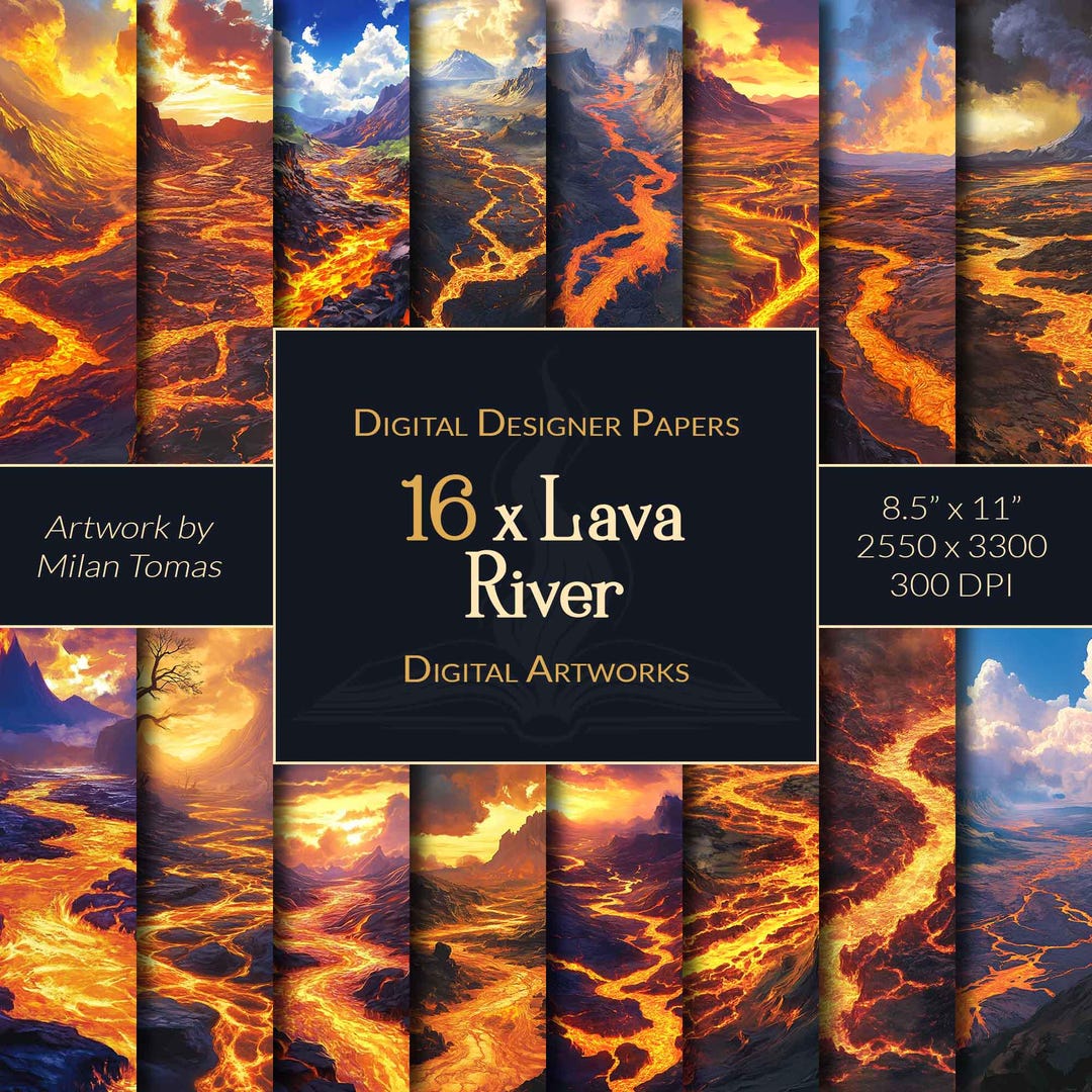 Lava River Digital Artworks Pack | Set of 16 Digital Papers | Scrapbook ...