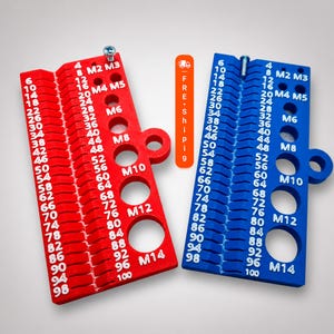 Metric Sorting Gauge for Bolts, Screws & Nuts (M2-M14, up to 100mm), Workshop Gift