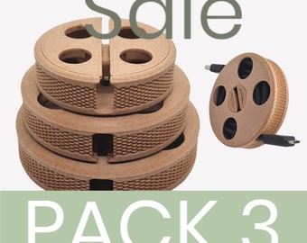 Organizador de Cables con Textura Bambú Pack 3 / 3 tamaños M-L-XL / Guardacables / Enrolladores de Cable / Enrolladores de Cable Apple