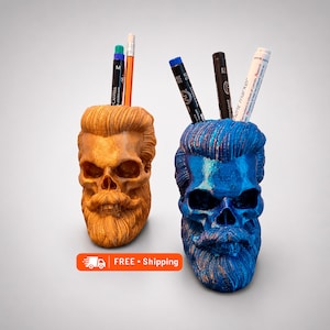 Realistic Anatomical Skull Pen Holder, Gothic Desk Organizer, Unique Office Decor