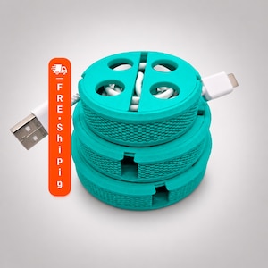 Cable Winder Set of 3, Wood-Accent Cord Organizer (M/L/XL Sizes), Tangle-Free Storage
