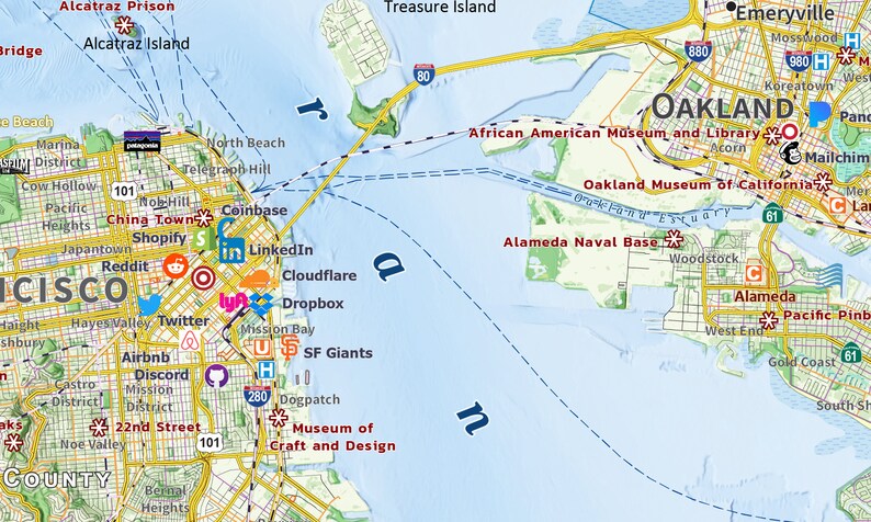 San Francisco Bay Map Etsy Il 794xN.4604800789 Bjhm 