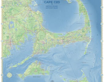 Massachusetts Cape Cod Map - Etsy
