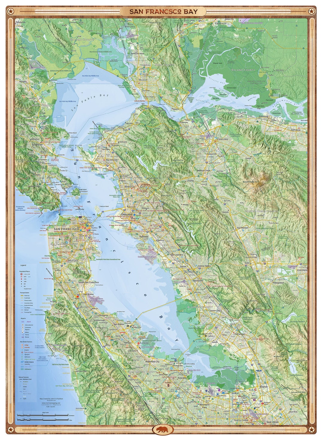 San Francisco Bay Map Etsy Il 1080xN.4604796263 F24u