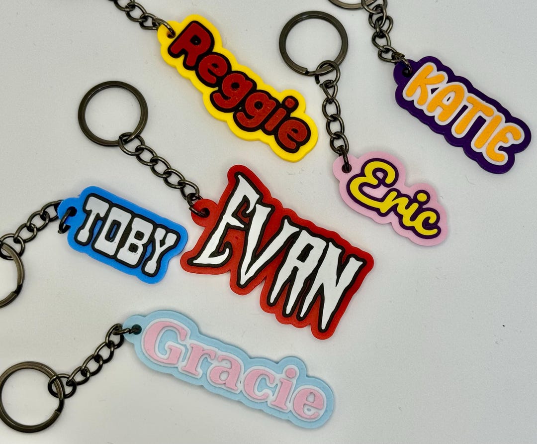 Personalised Name Keyrings – 3D Printed Custom Party Favors, 7 Fonts ...