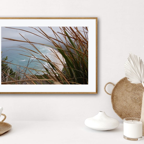 Küsten Digitaldruck, Boho Strand Wandkunst, Küste Trockengras Fotografie, druckbare Wandkunst, Australien, Landschaft, Meer, Poster, Strand